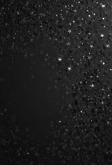 Obraz premium Scattered silver glitter stars, black backdrop, twinkling effect , elegant, shimmer
