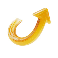 Shiny yellow upward arrow graphic with a transparent glossy effect on black background