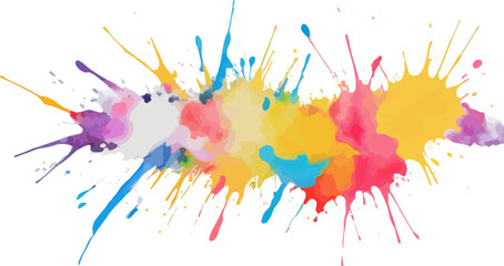 Vibrant Watercolor Paint Splatter Background, Abstract Color Explosion Design