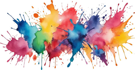 Vibrant Watercolor Paint Splashes and Drips Abstract Background