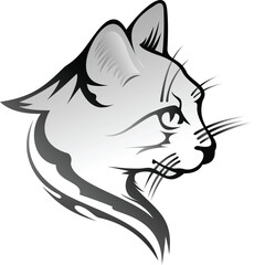 Esport vector logo cat on white background side view, cat icon, cat head,cat sticker