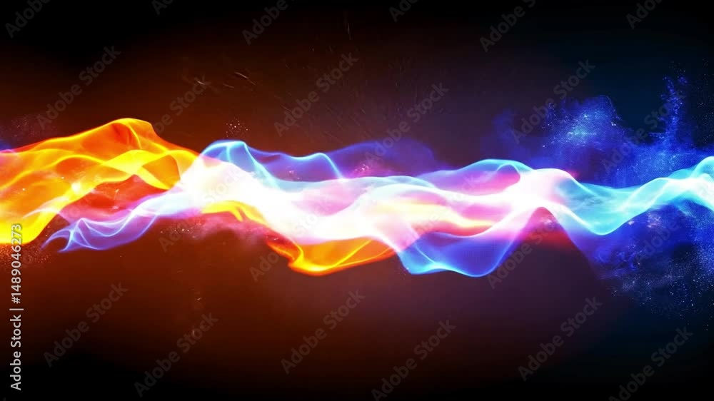 Poster colorful abstract wave of light dynamic energy motion design with vibrant flames and textured backgr