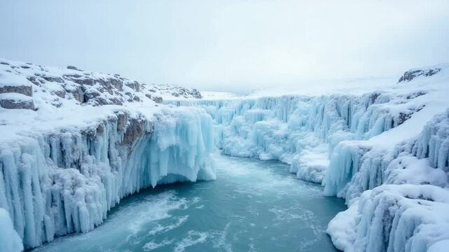 snow ice and rocks at northern landscape