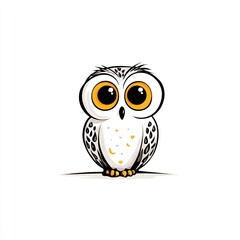 Owl with big eyes looking forward style