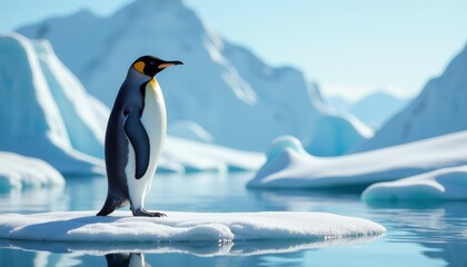 Obraz premium Penguin Majestic Emperor Stands Gracefully On Ice