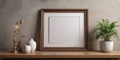 Stylish photo frame arrangement, textured wall background,  photography,  display