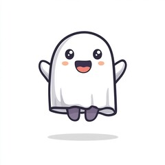 cute happy ghost cartoon icon