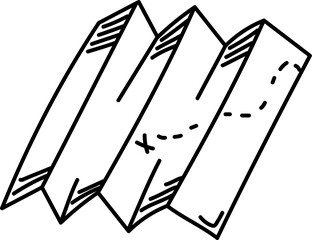 Folded Map Hand Drawn Sketch