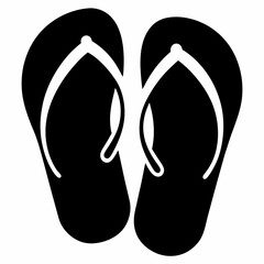 Flip flops black and white vector on white background.