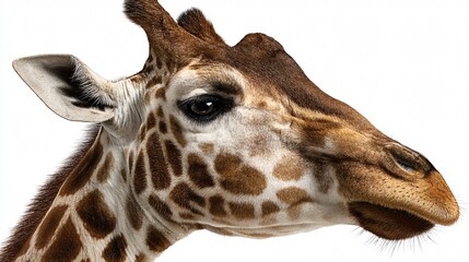 Stunning Portrait of a Giraffe on a White Background for Professional Use