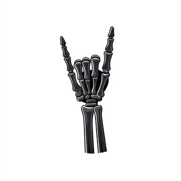 skeleton hand making rock sign