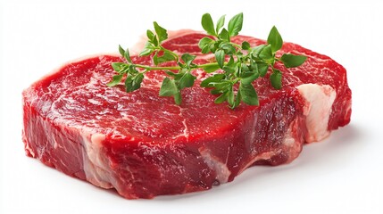Juicy Raw Steak on White Background for Food Photography
