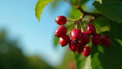 Red Berry Close-Up On Tree Branch