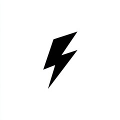Black Lightning Bolt Icon on White Background