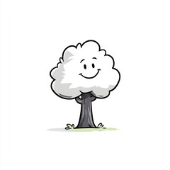 Obraz premium happy tree cartoon with smiling face