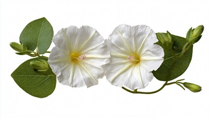 Obraz premium Beautiful Symmetrical Field Bindweed Flower on White Background
