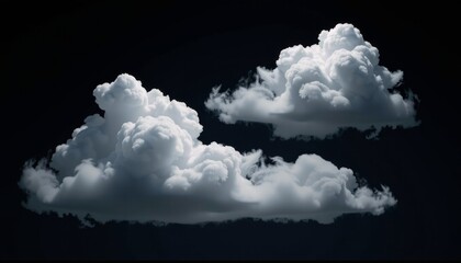 Cloud Isolated Cumulus Against Black Background