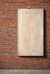 Weathered paper posters on brick wall, sun-bleached effect, template, torn, street