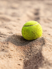 Tennis Ball Sand Beach Outdoor Green Sport Exercise Competition Summertime Fitness Game Leisure Equipment Closeup Detail Light Shadow Bright Field Athletic Team Sunny Playground Grains Circular