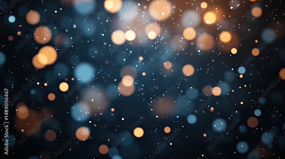 Poster abstract bokeh pattern of glowing lights in dark tones.