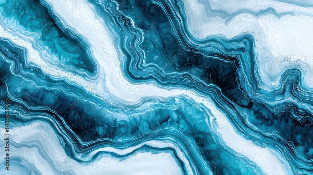 Poster abstract blue and white waves fluid art background with beautiful patterns and textures for creative