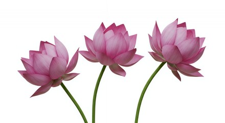 Naklejka premium Three Pink Lotus Flowers Swaying on White Background Animation