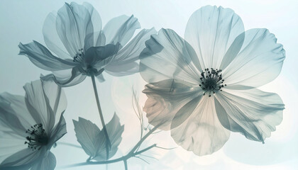 X ray of flowers pastel colour Background. Generated Image