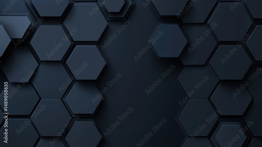 Poster abstract background with dark hexagonal shapes in a modern minimalist style for technology and desig