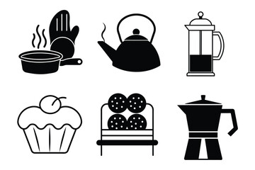 Kitchen Tools Silhouette Vector Collection.