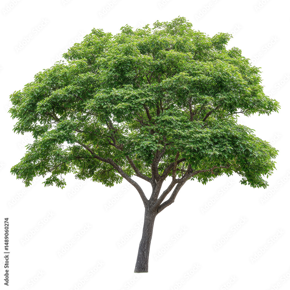 Poster closeup view of a vibrant tree isolated on a transparent background showcasing lush green foliage, c