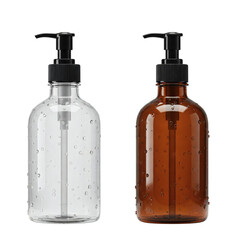 Clear and amber soap dispensers isolated on transparent