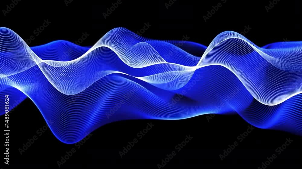 Poster abstract blue wave pattern smooth curves and flowing lines evoking movement and energy in mesmerizin
