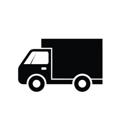 Delivery Truck Icon – Vector Illustration of Logistics and Shipping Vehicle on White Background