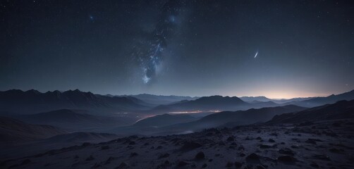 Vast, star-speckled expanse, deep midnight blue ,  night sky,  astro photography,  shining