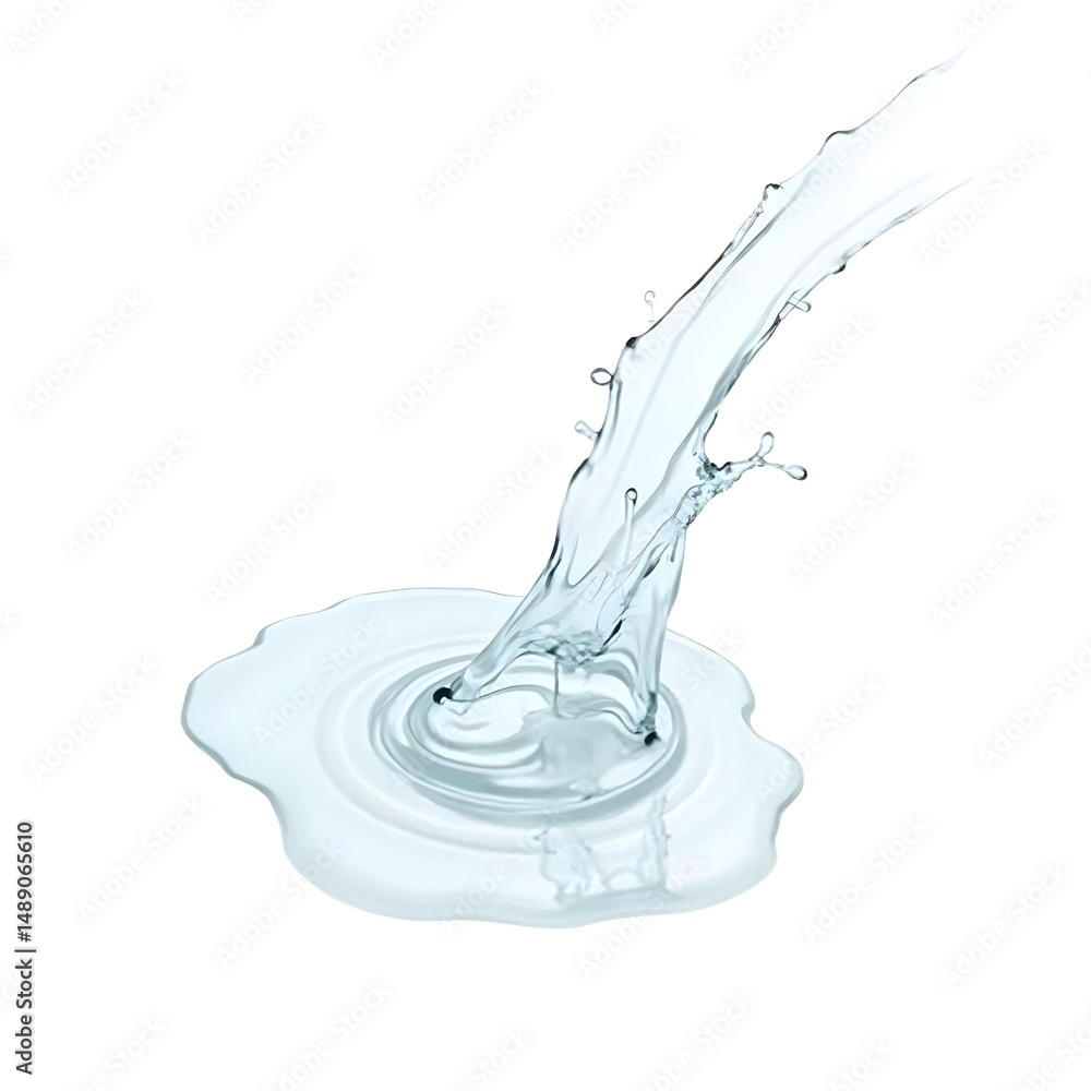 Poster captivating crystal clear liquid cascade a mesmerizing display of fluid dynamics with ripples and sp