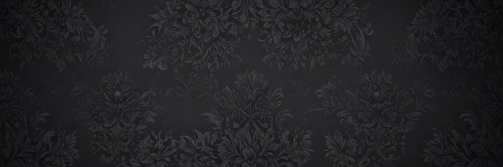 Dark grey background, black damask, intricate floral & foliage  , texture, background, repeating