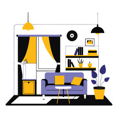 Space-Saving and Aesthetic Small Apartment Concept Illustration
