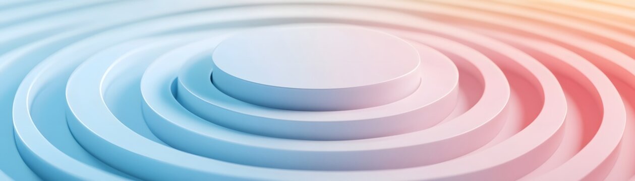 Abstract design with concentric circles and pastel colors.