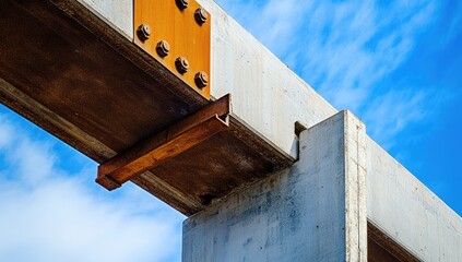 Steel beam embedded in concrete support structure