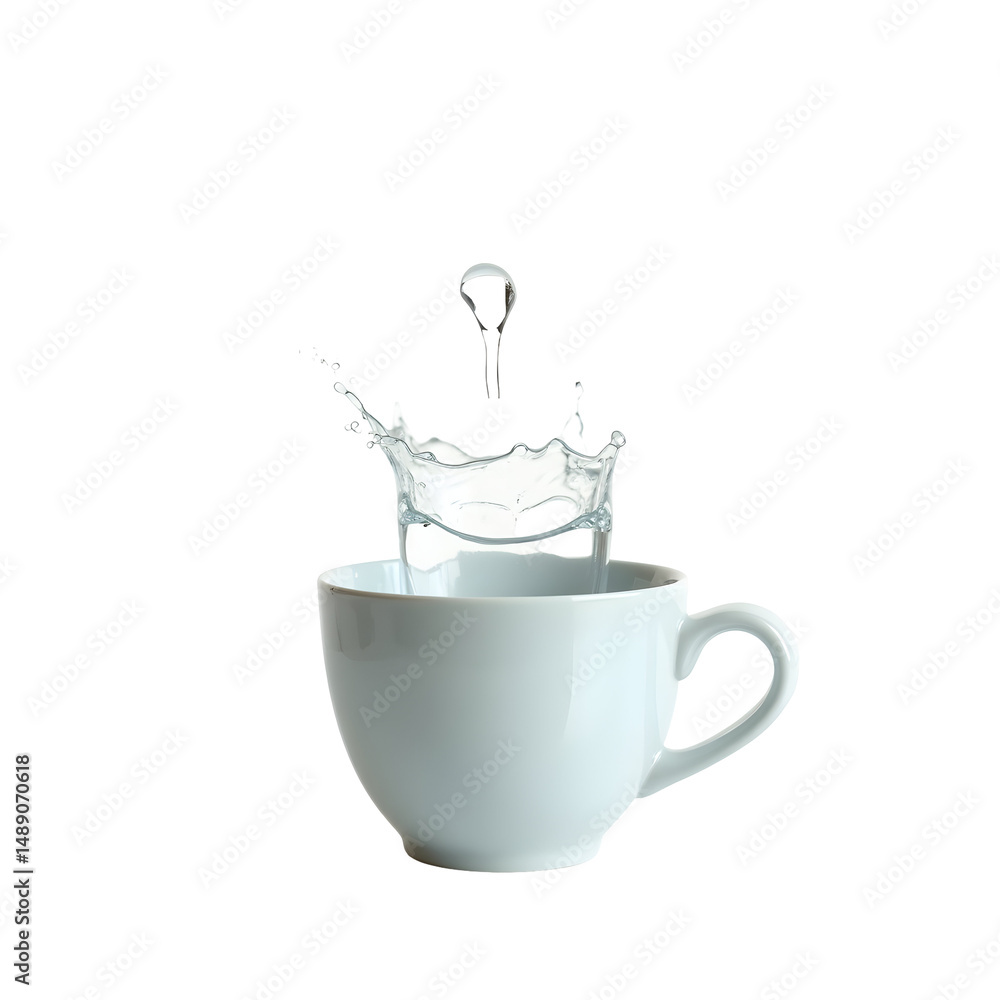 Aufkleber captivating macro photograph of a transparent liquid splash in a white cup, emphasizing delicate mov