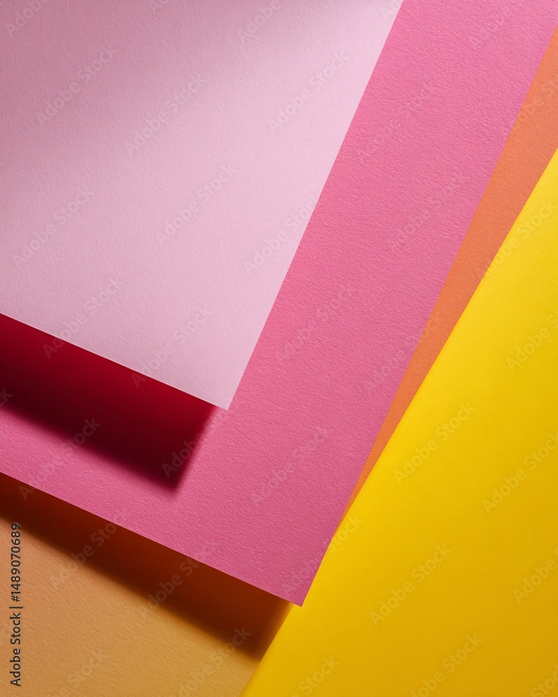 Poster overlapping colored paper rectangles