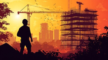 Construction worker urban development