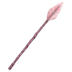 Artistic Arrow with Expressive Curves in Dusty Rose Isolated on Transparent Background