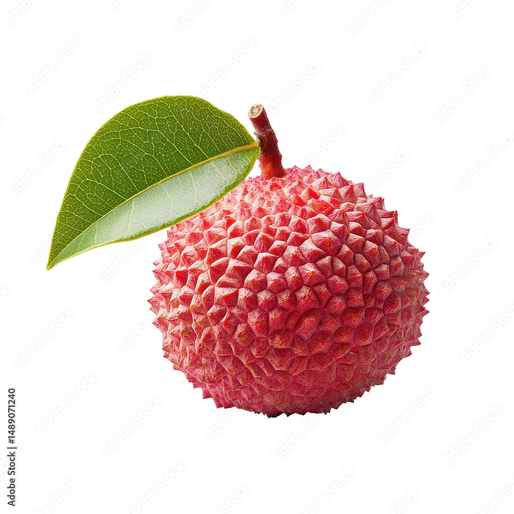Poster detailed view of fresh lychee on a transparent background showcasing its unique texture and color, l