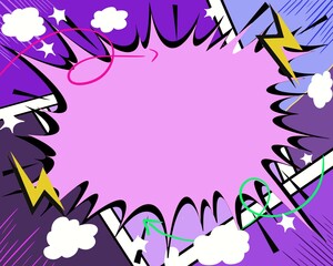 Colorful page comic cartoon background with blank speech bubble
