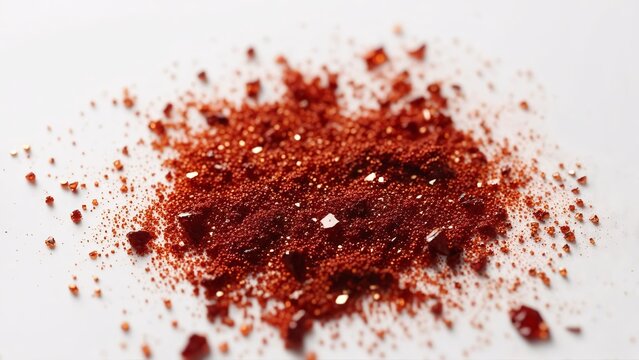 Microscopic View of Red Crystalline Powder Detailed Texture and Structure - Powered by Adobe