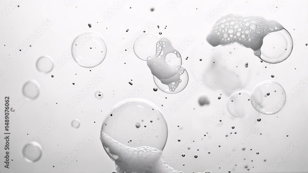 Aufkleber abstract monochrome bubbles and foam texture a close-up study of fluid dynamics