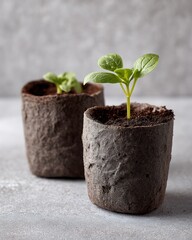 Two Seedlings in Biodegradable Pots