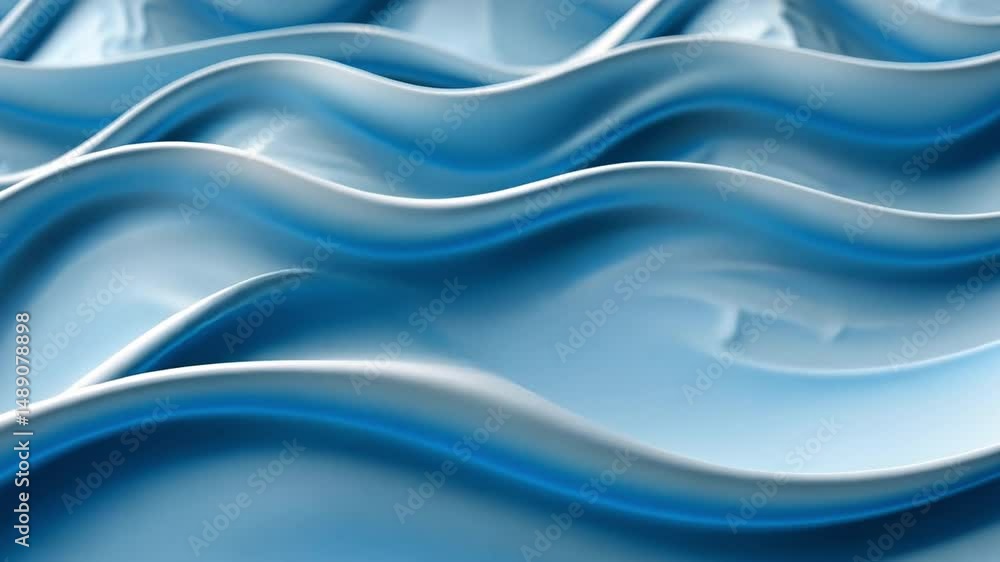 Poster serene and calming abstract design smooth, flowing blue waves with gentle textures and patterns evok