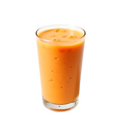 Captivating vibrant orange carrot smoothie, a healthy and refreshing drink served in a crystal clear glass for a nourishing treat